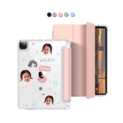 iPad Macaron Flip Cover - Face Grid Kitty