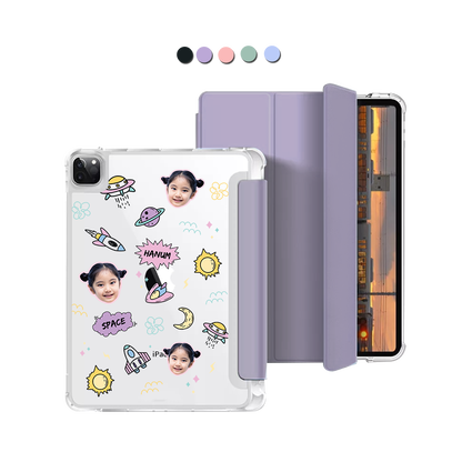 iPad Macaron Flip Cover - Face Grid Space
