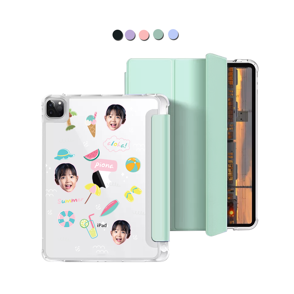 iPad Macaron Flip Cover - Face Grid Summer