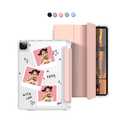iPad Macaron Flip Cover - Face Grid White Polaroid