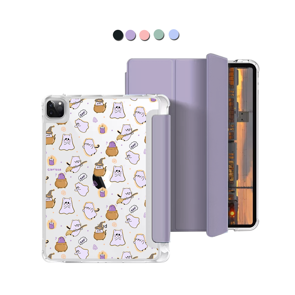 iPad Macaron Flip Cover - Spooky Cat