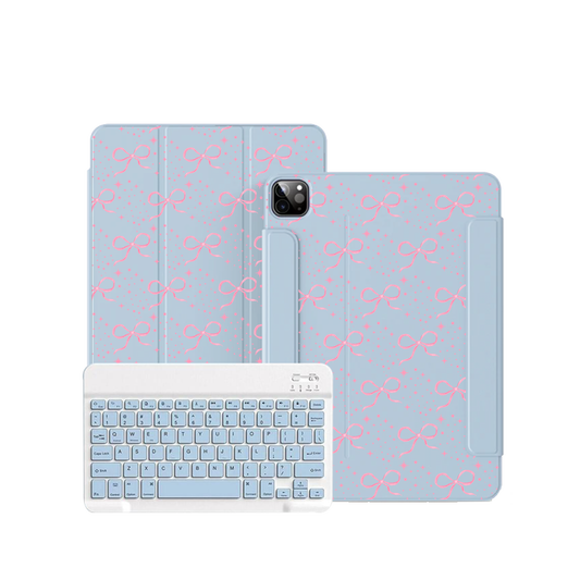 iPad Wireless Keyboard Flipcover - Coquette Glittery Bow