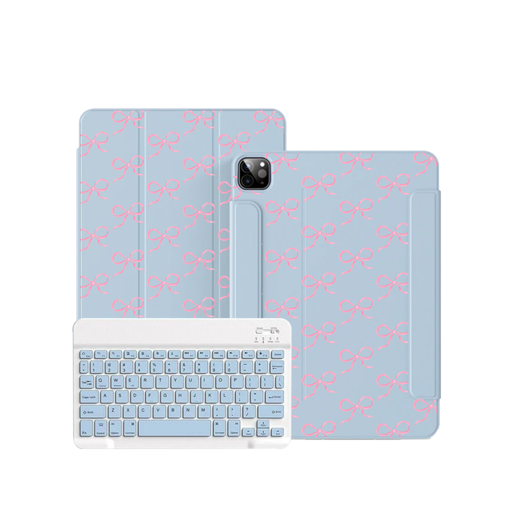 iPad Wireless Keyboard Flipcover - Coquette Pink Bow