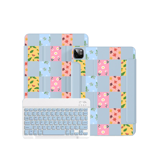 iPad / Android Tab Wireless Keyboard Flipcover - Four Seasons Stamps