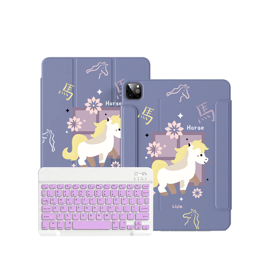 iPad / Android Tab Wireless Keyboard Flipcover - Horse (Chinese Zodiac / Shio)