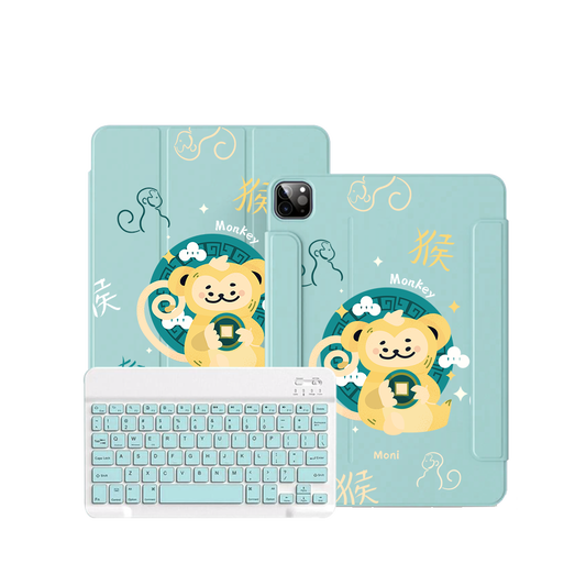 iPad / Android Tab Wireless Keyboard Flipcover - Monkey (Chinese Zodiac / Shio)