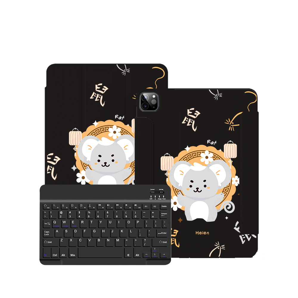 iPad / Android Tab Wireless Keyboard Flipcover - Rat (Chinese Zodiac / Shio)