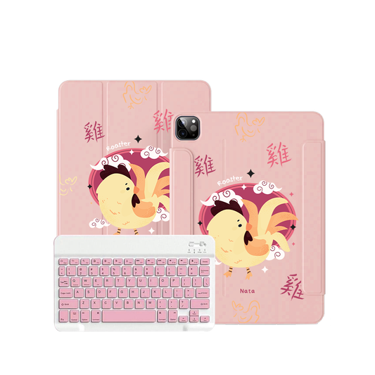 iPad Wireless Keyboard Flipcover - Rooster (Chinese Zodiac / Shio)