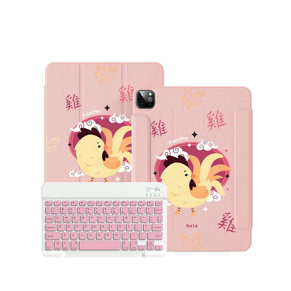 iPad / Android Tab Wireless Keyboard Flipcover - Rooster (Chinese Zodiac / Shio)