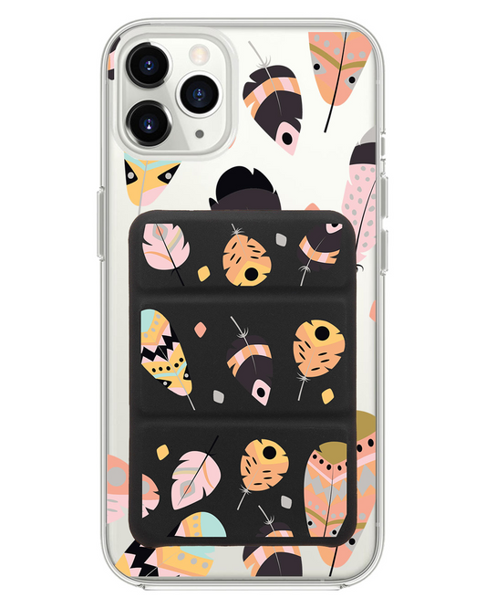 iPhone Magnetic Trifold Wallet Case - Feathers