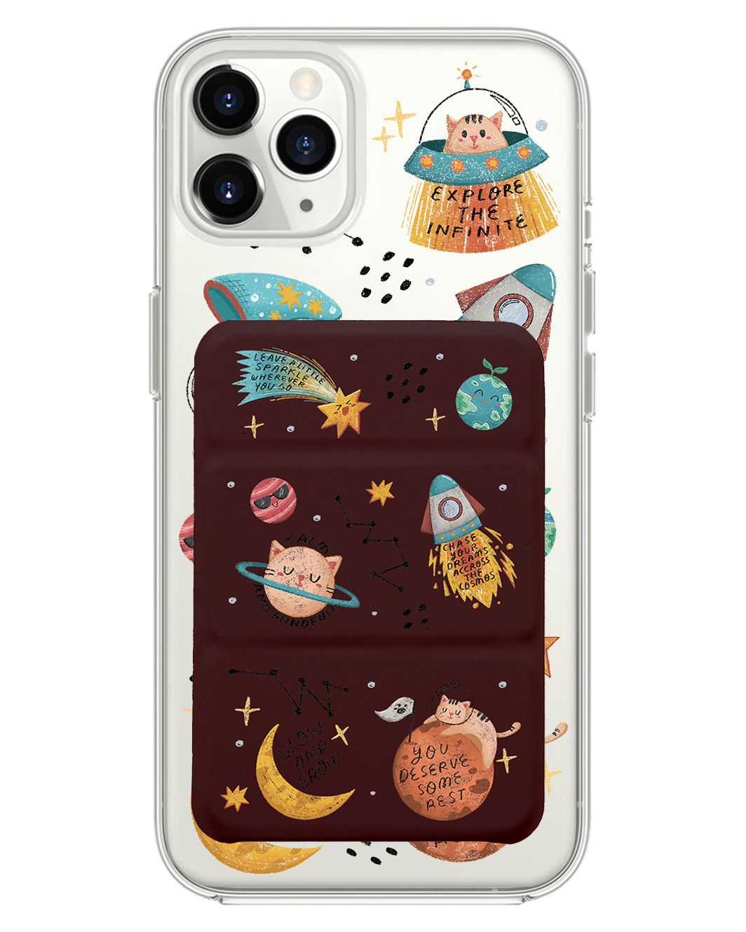 iPhone Magnetic Trifold Wallet Case - Spaceship