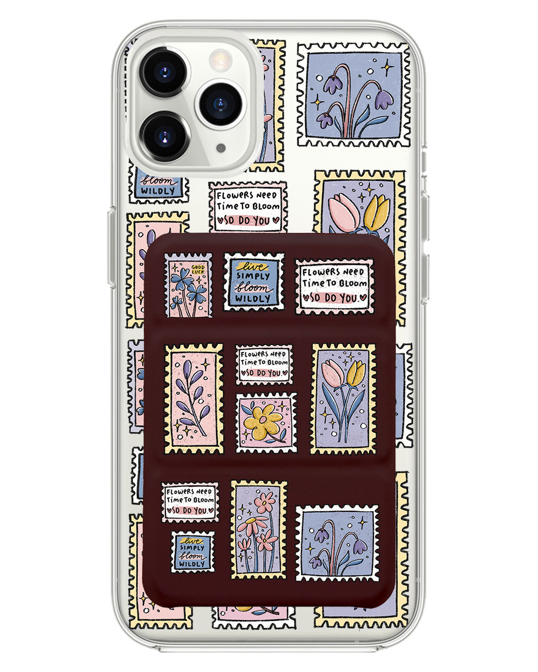 iPhone Magnetic Trifold Wallet Case - Time to Bloom