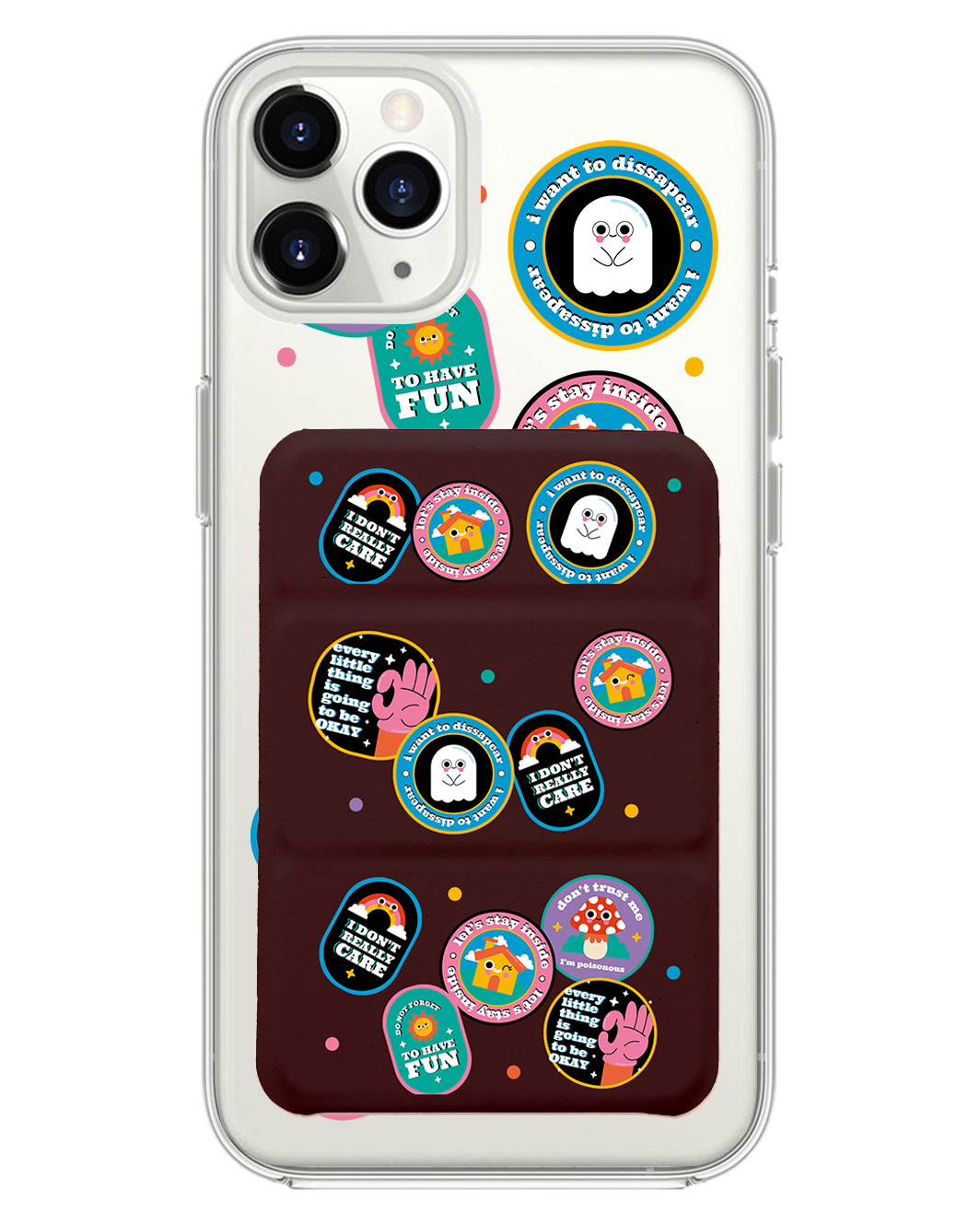 iPhone Magnetic Trifold Wallet Case - Monster Sticker Pack