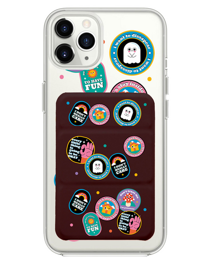 iPhone Magnetic Trifold Wallet Case - Monster Sticker Pack