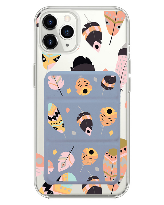 iPhone Magnetic Trifold Wallet Case - Feathers
