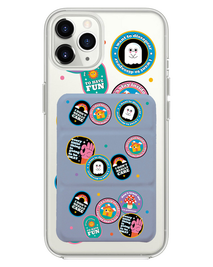 iPhone Magnetic Trifold Wallet Case - Monster Sticker Pack