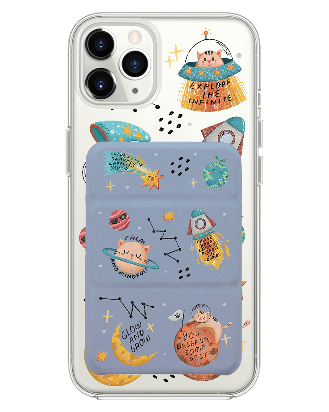 iPhone Magnetic Trifold Wallet Case - Spaceship