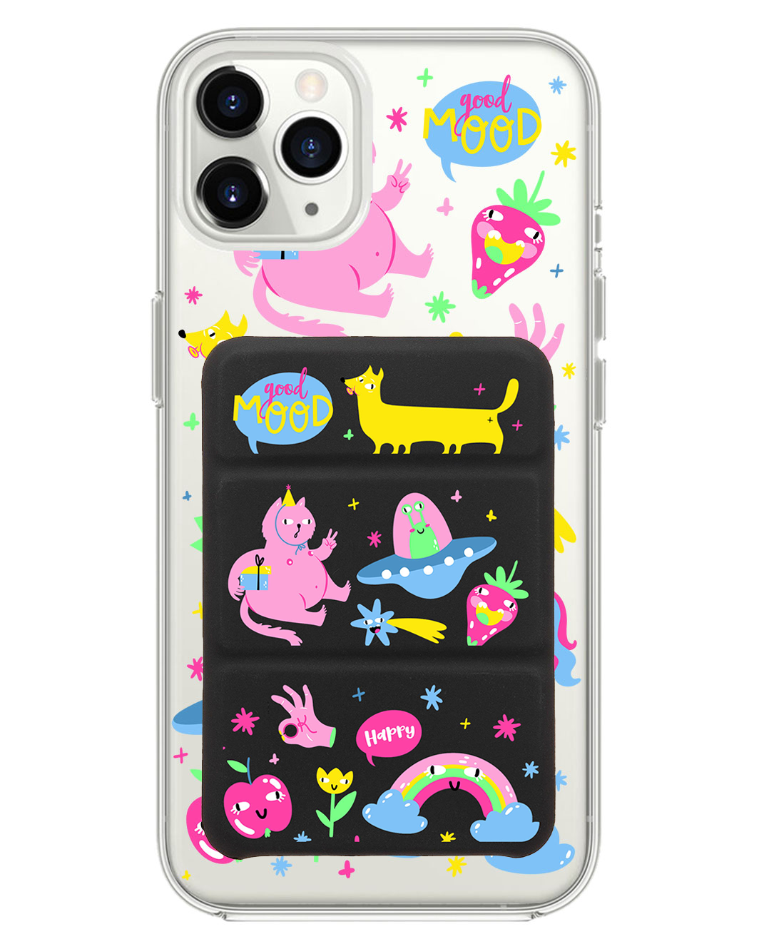 iPhone Magnetic Trifold Wallet Case - Monster Say Good Mood