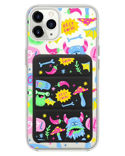 iPhone Magnetic Trifold Wallet Case - Monster Say Keep Going