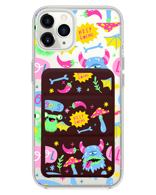 iPhone Magnetic Trifold Wallet Case - Monster Say Keep Going