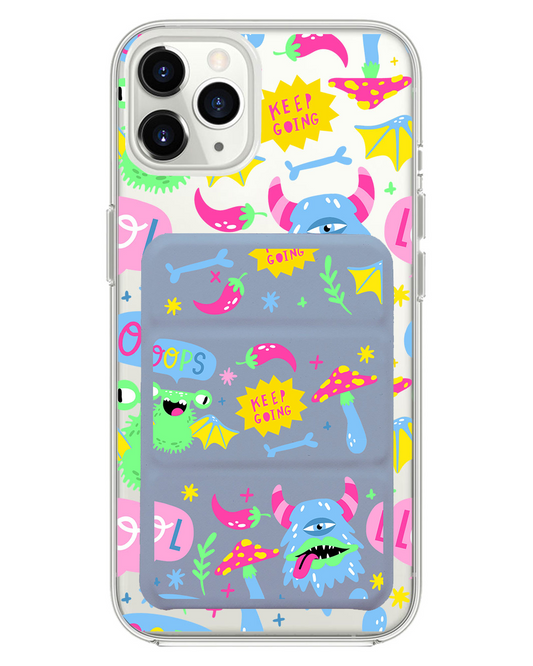 iPhone Magnetic Trifold Wallet Case - Monster Say Keep Going