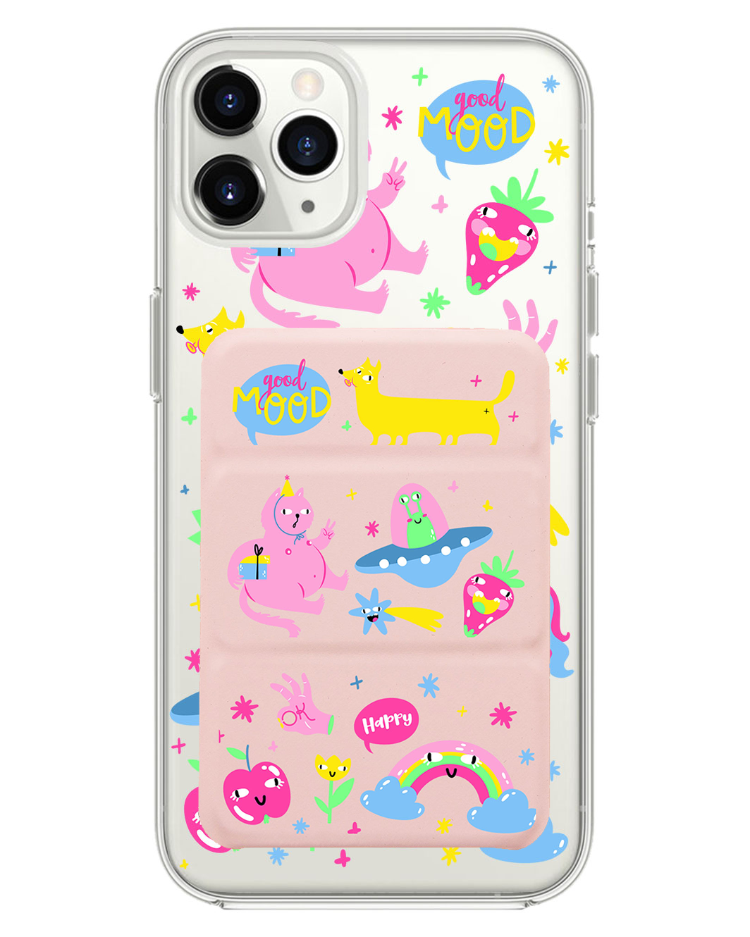 iPhone Magnetic Trifold Wallet Case - Monster Say Good Mood