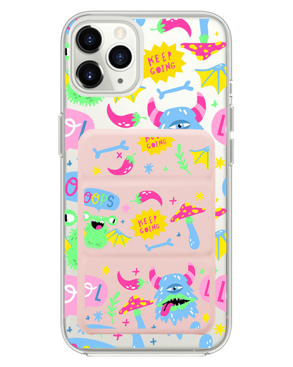 iPhone Magnetic Trifold Wallet Case - Monster Say Keep Going