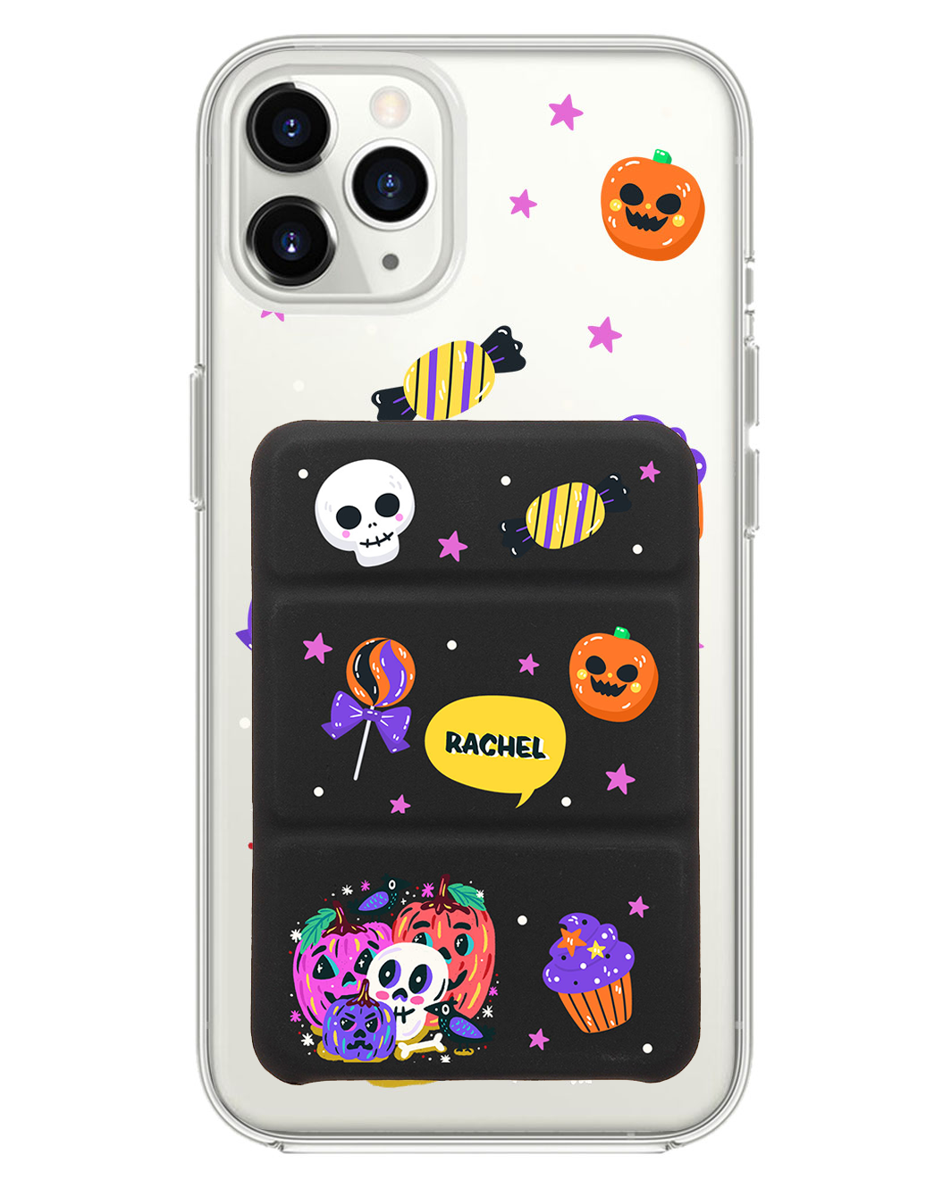 iPhone Magnetic Trifold Wallet Case - Pumpkin Monster