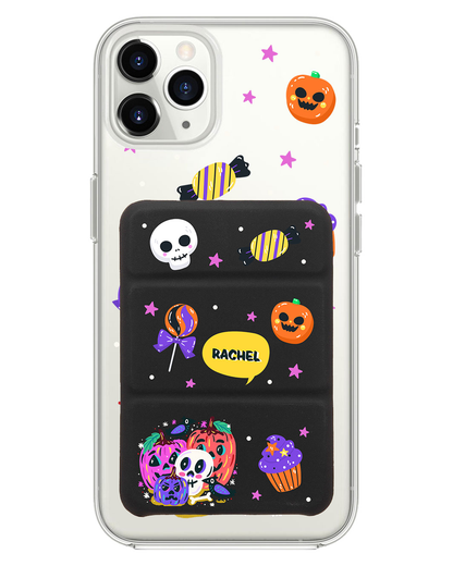 iPhone Magnetic Trifold Wallet Case - Pumpkin Monster