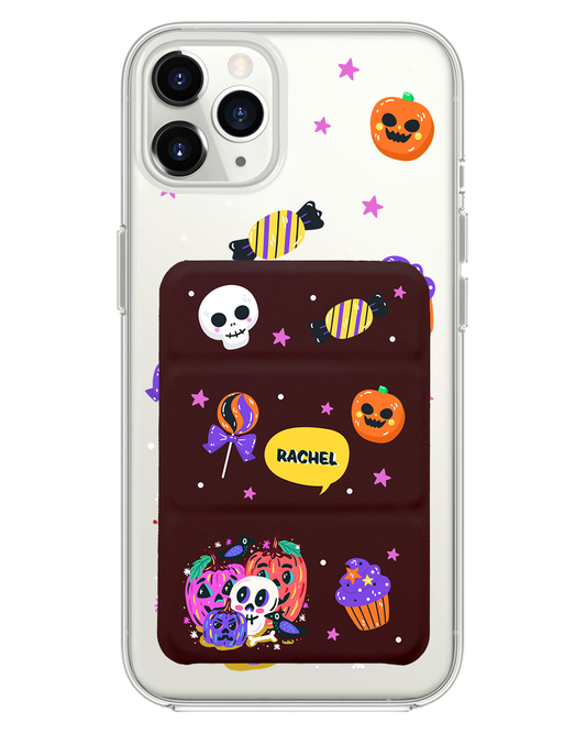 iPhone Magnetic Trifold Wallet Case - Pumpkin Monster