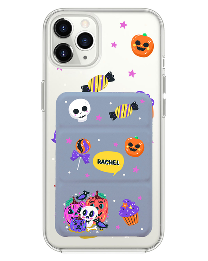 iPhone Magnetic Trifold Wallet Case - Pumpkin Monster