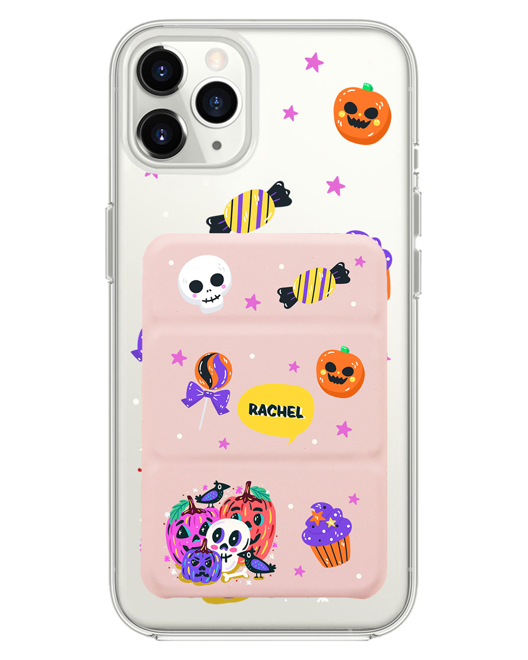 iPhone Magnetic Trifold Wallet Case - Pumpkin Monster