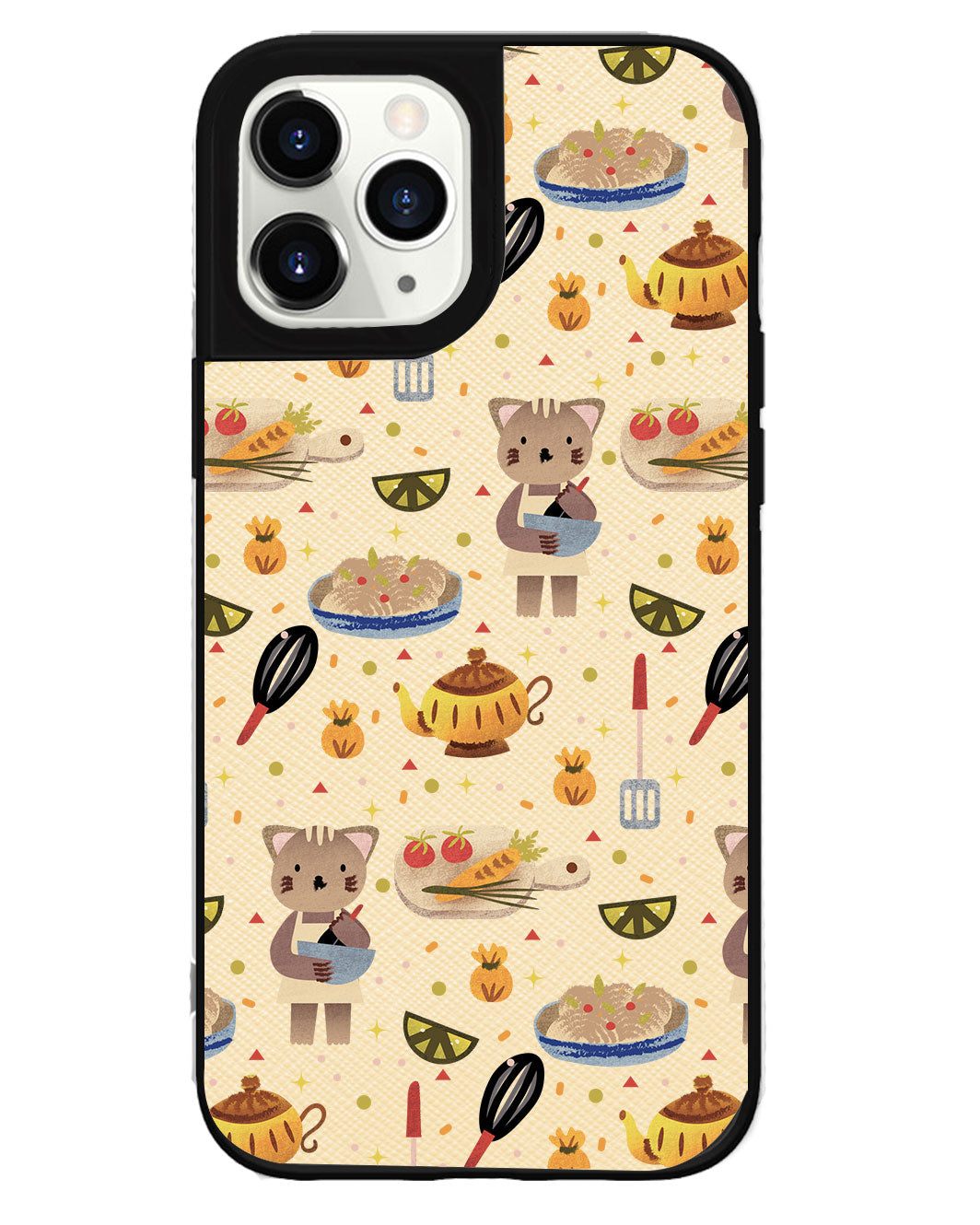 iPhone Leather Grip Case - Cooking Cat