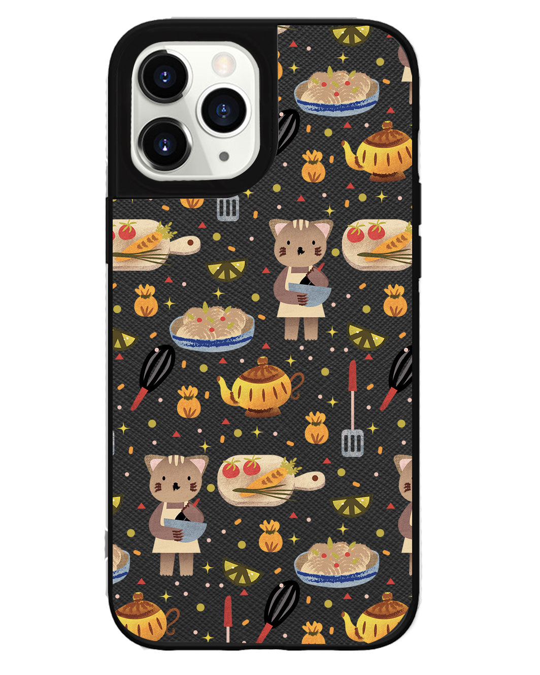 iPhone Leather Grip Case - Cooking Cat