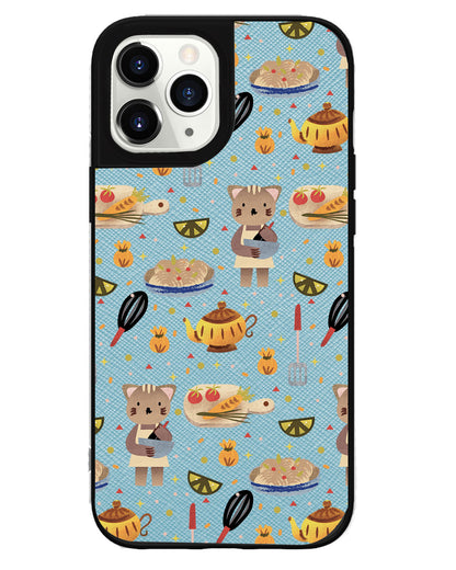 iPhone Leather Grip - Cooking Cat