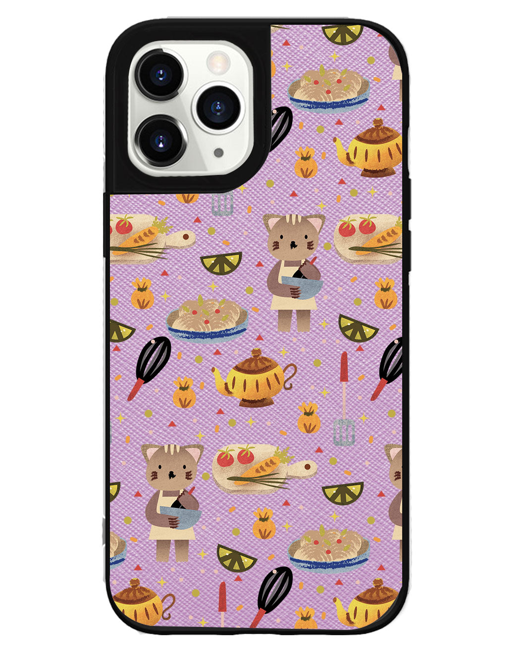 iPhone Leather Grip Case - Cooking Cat