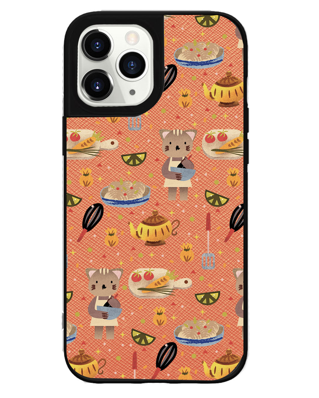 iPhone Leather Grip Case - Cooking Cat