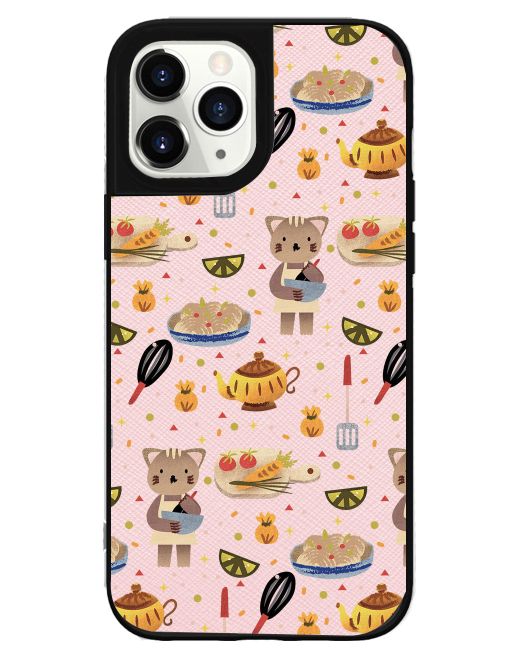 iPhone Leather Grip Case - Cooking Cat