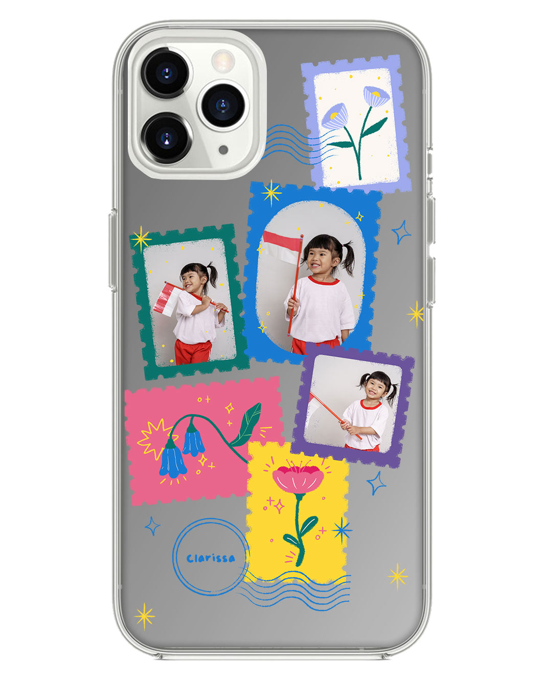 iPhone Mirror Grip - Face Grid Floral Stamps