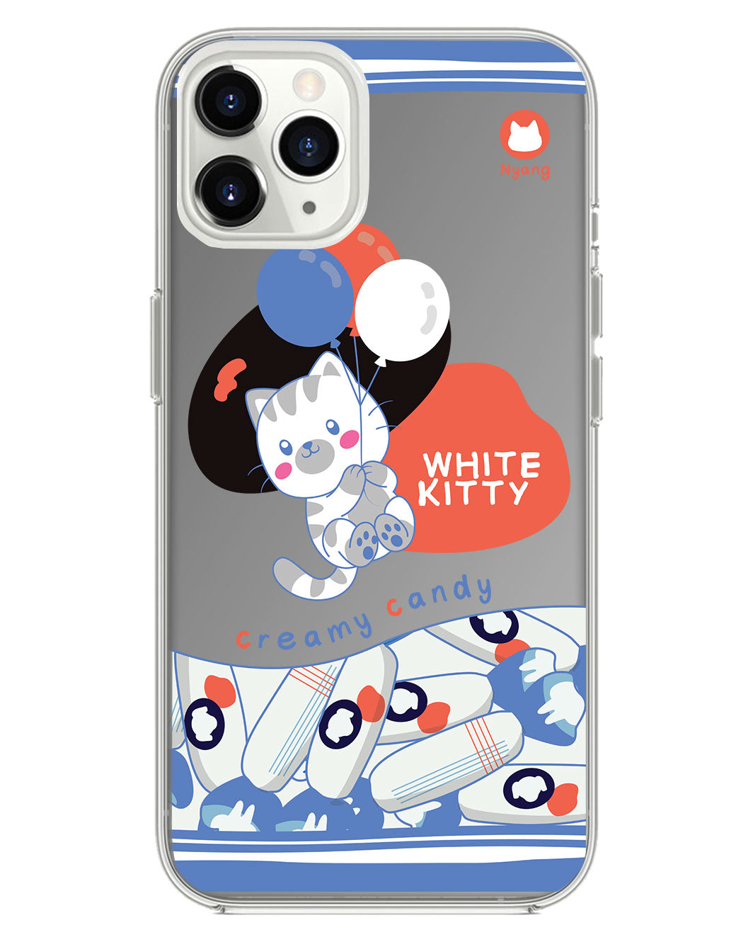 iPhone Mirror Grip Case - White Kitty