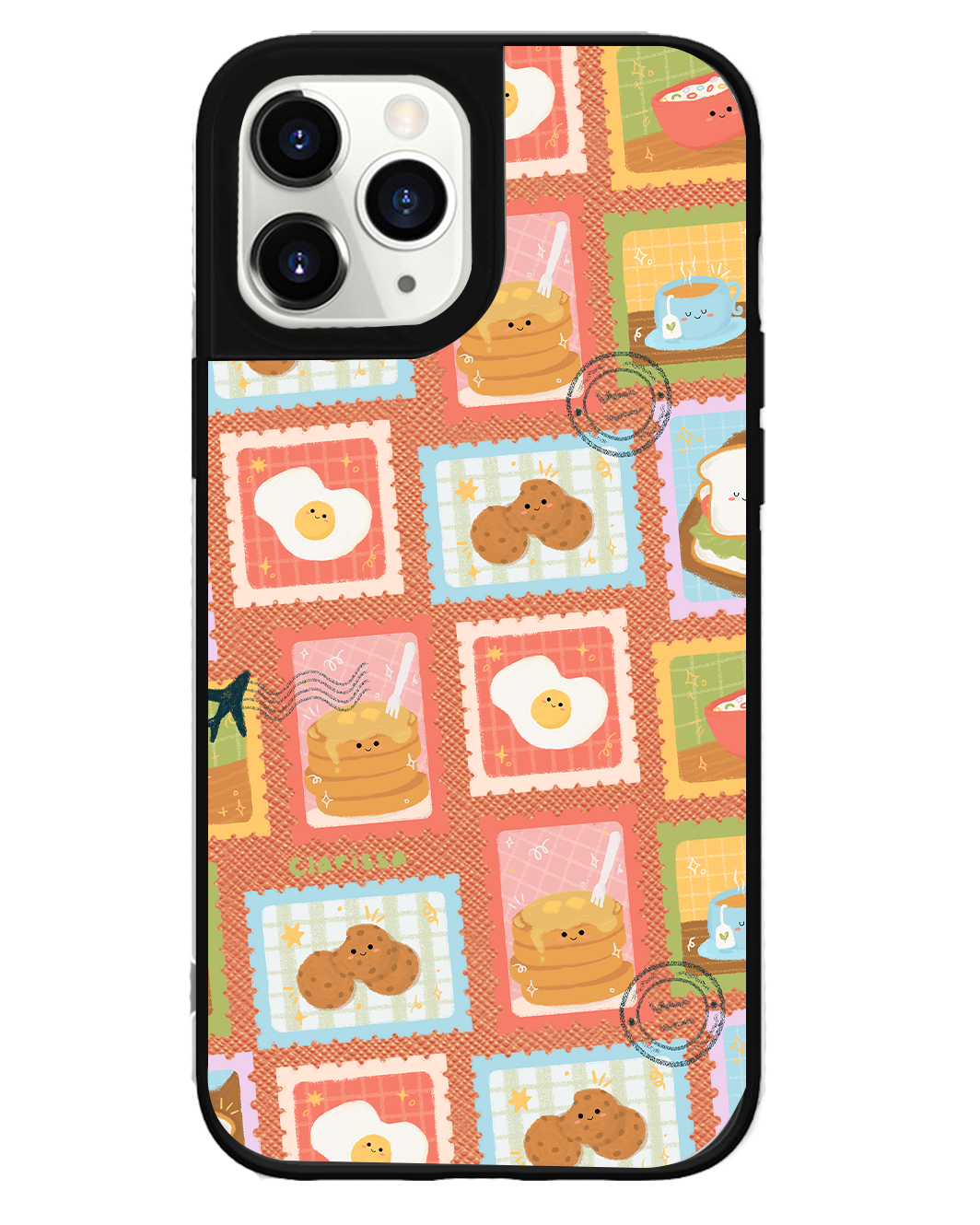 iPhone Leather Grip Case - Breakfast Stamps