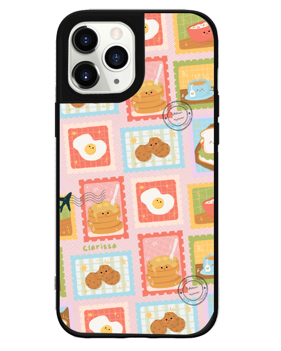 iPhone Leather Grip Case - Breakfast Stamps