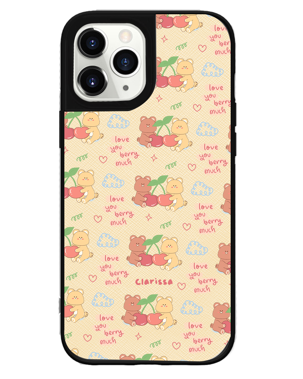 iPhone Leather Grip Case - Cherry Bear