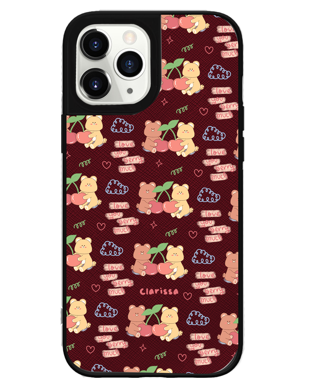 iPhone Leather Grip Case - Cherry Bear