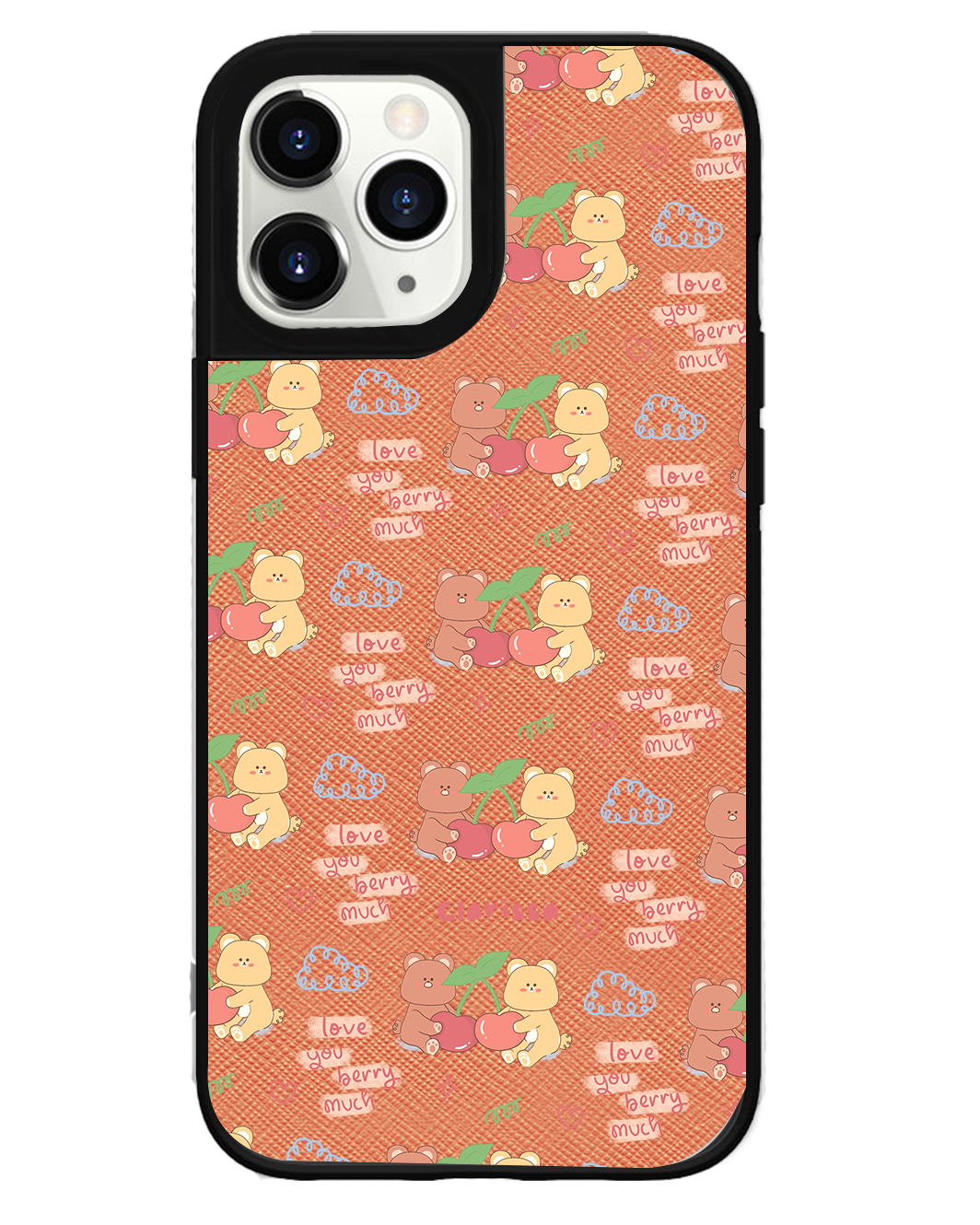 iPhone Leather Grip Case - Cherry Bear