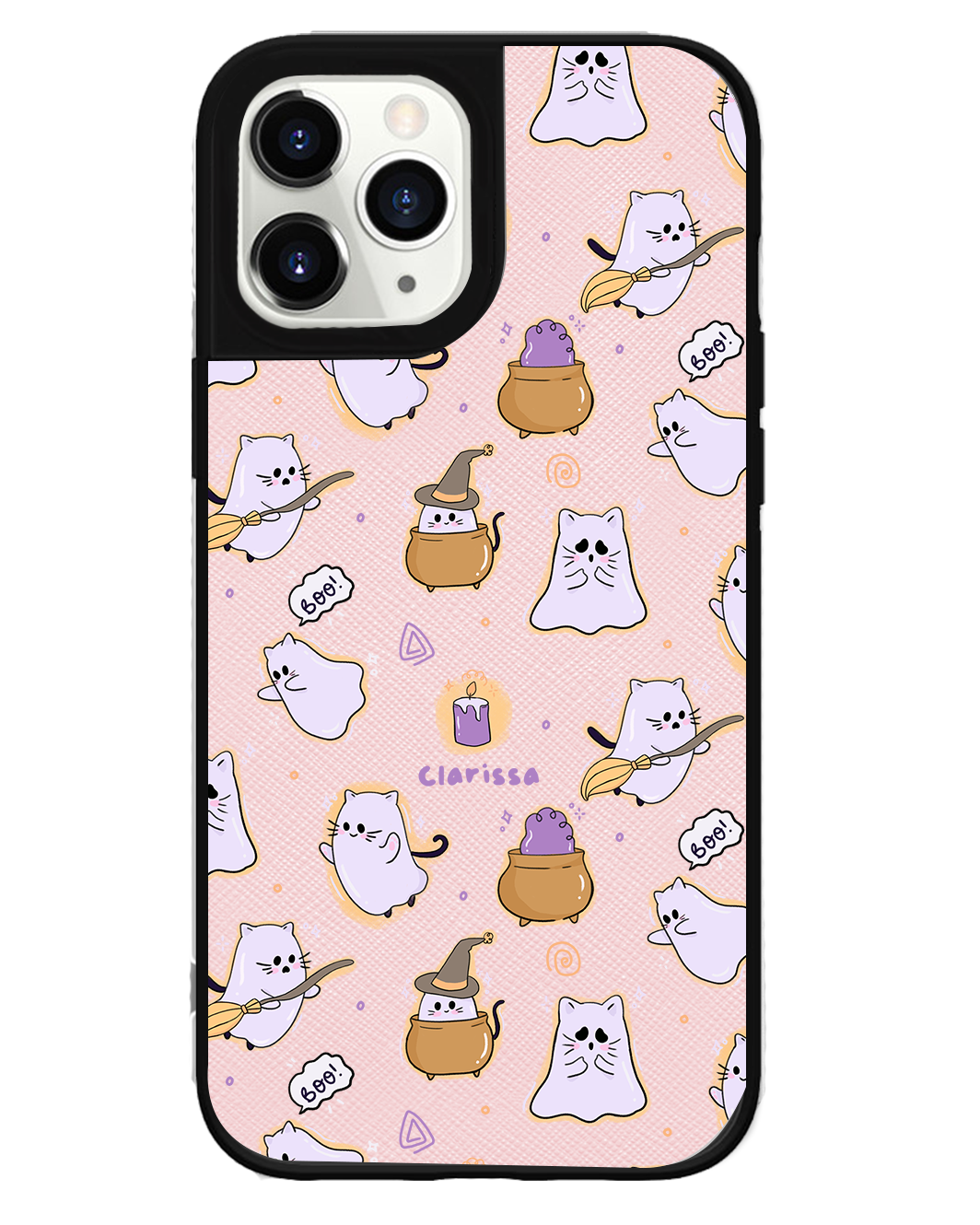 iPhone Leather Grip Case - Spooky Cat