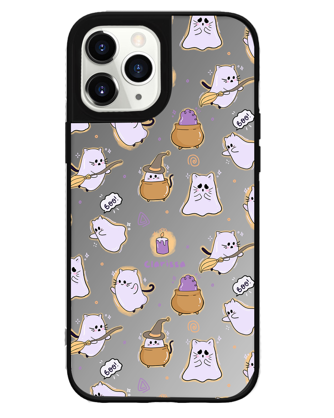 iPhone Mirror Grip Case - Spooky Cat