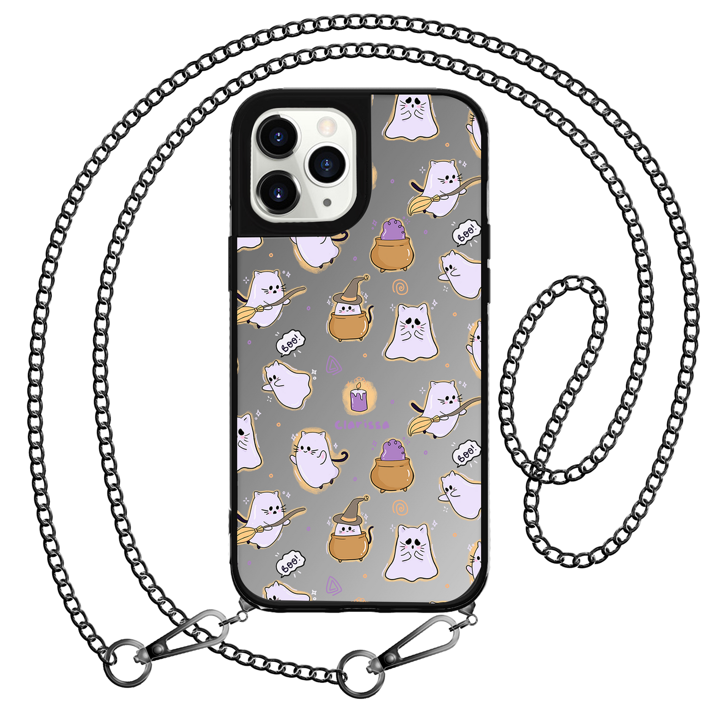 iPhone Mirror Grip Case - Spooky Cat