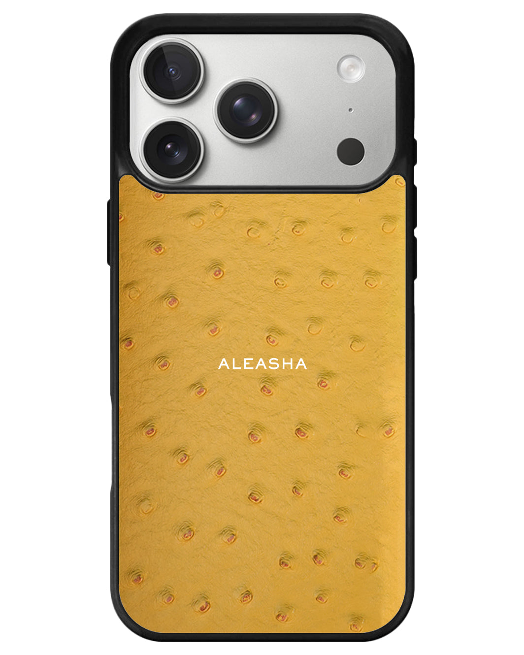 iPhone Textured Leather Case - Matte Ostrich Mustard