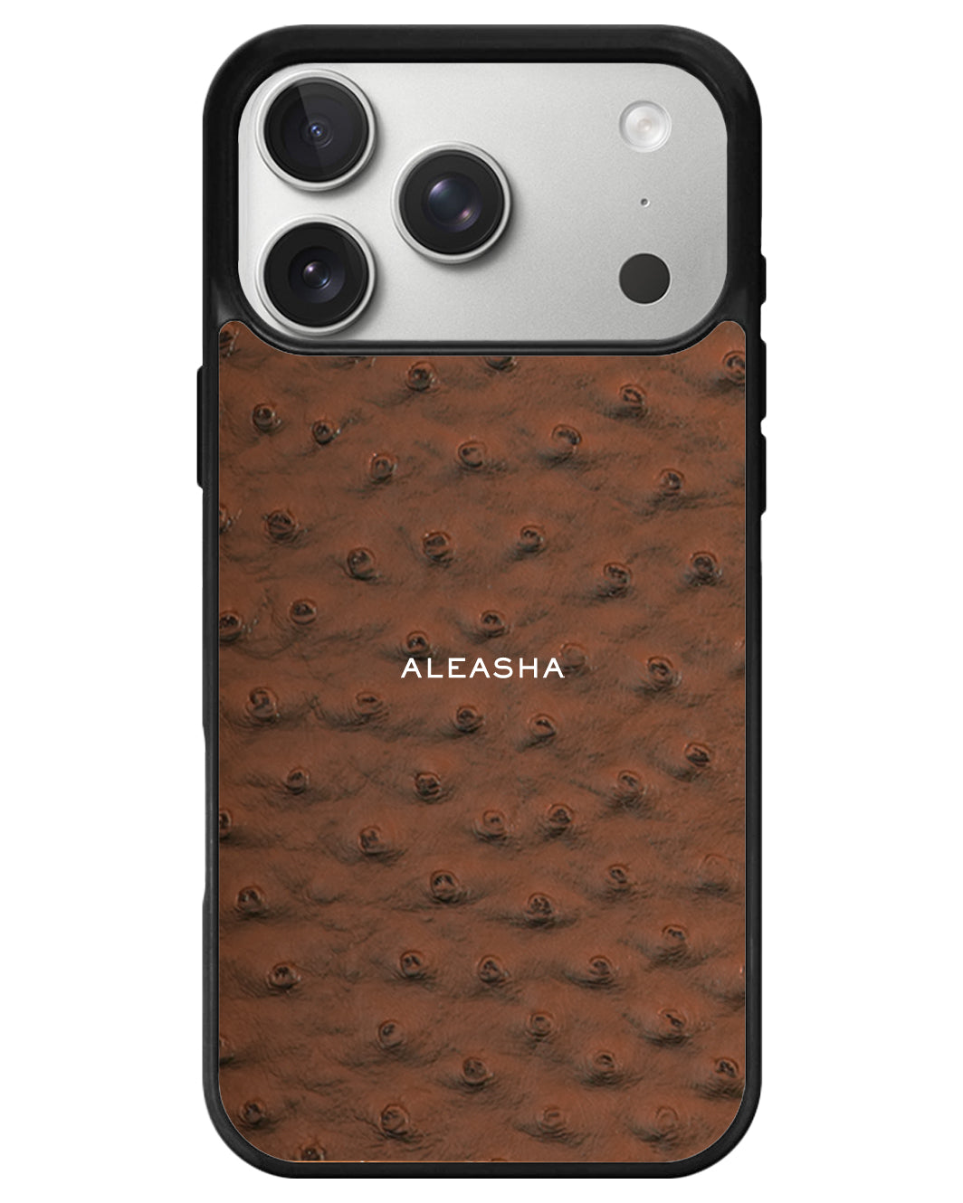 iPhone Textured Leather Case - Matte Ostrich Dark Brown